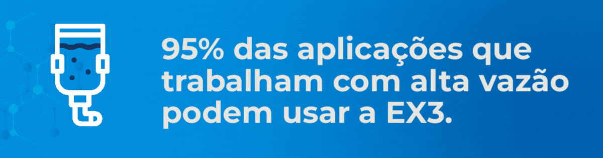 95% das aplicações que trabalham com alta vazão podem usar a EX3.
